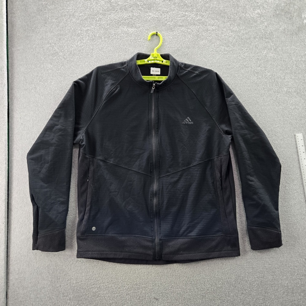 Adidas Men Jacket XL Black Fleece Activewear Gorpcore Logo Zipper Track Trio